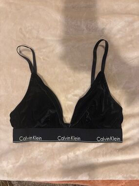 Calvin Klein Black Velvet Triangle Bralette